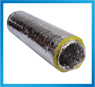 Flexible aluminium ducting hose made from multi-layered aluminium laminate, reinforced with steel wire and bonded with flame-retardant adhesive.